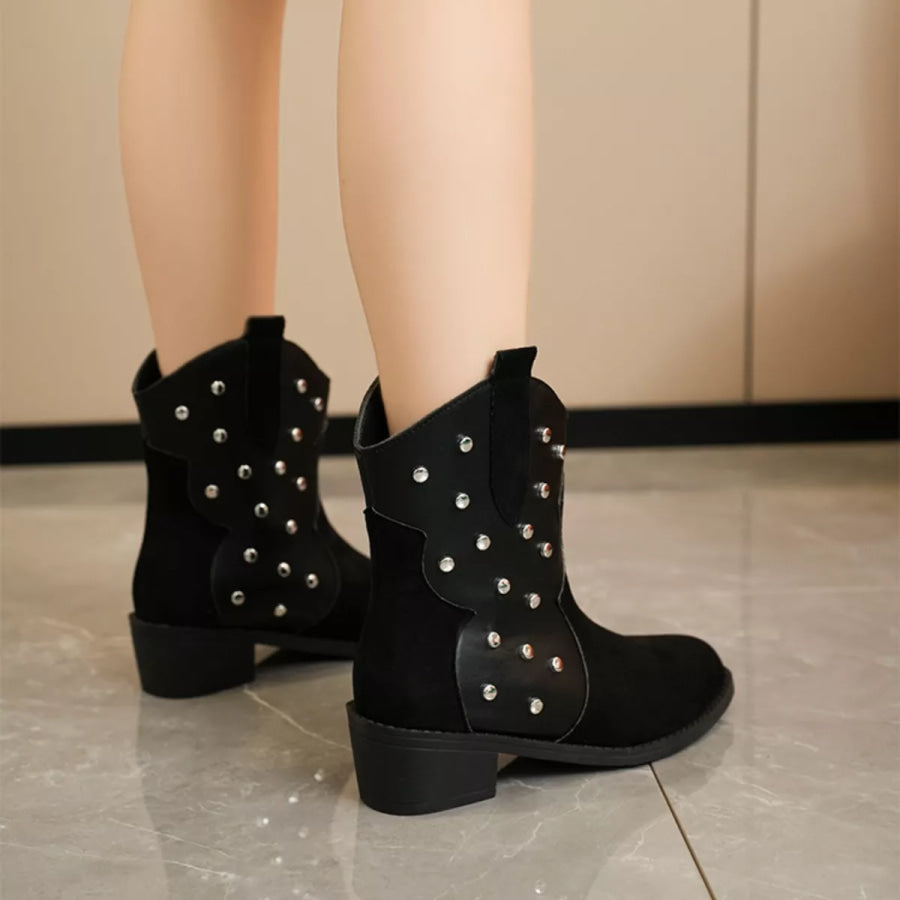 Studded Western Ankle Boots Apparel and Accessories