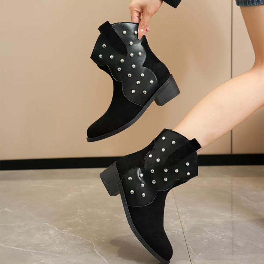 Studded Western Ankle Boots Apparel and Accessories