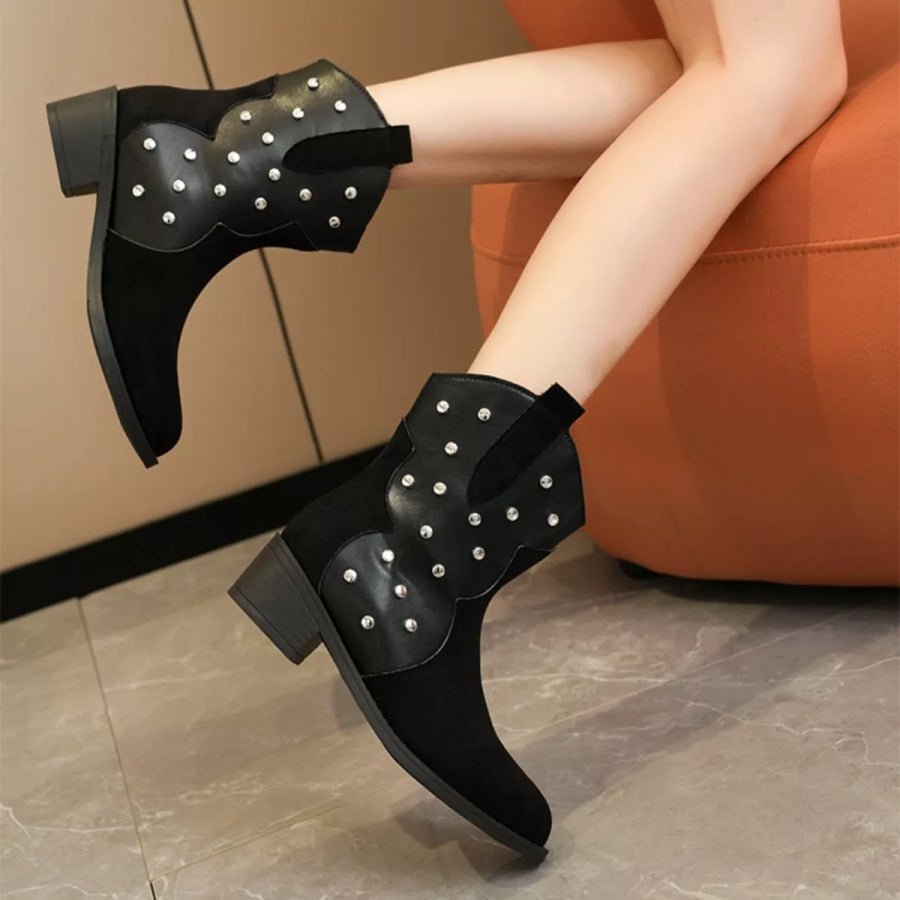 Studded Western Ankle Boots Apparel and Accessories
