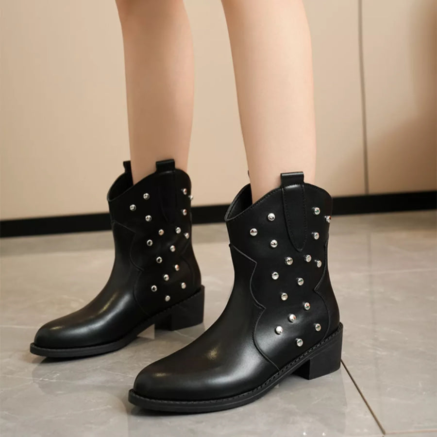 Studded Western Ankle Boots Apparel and Accessories