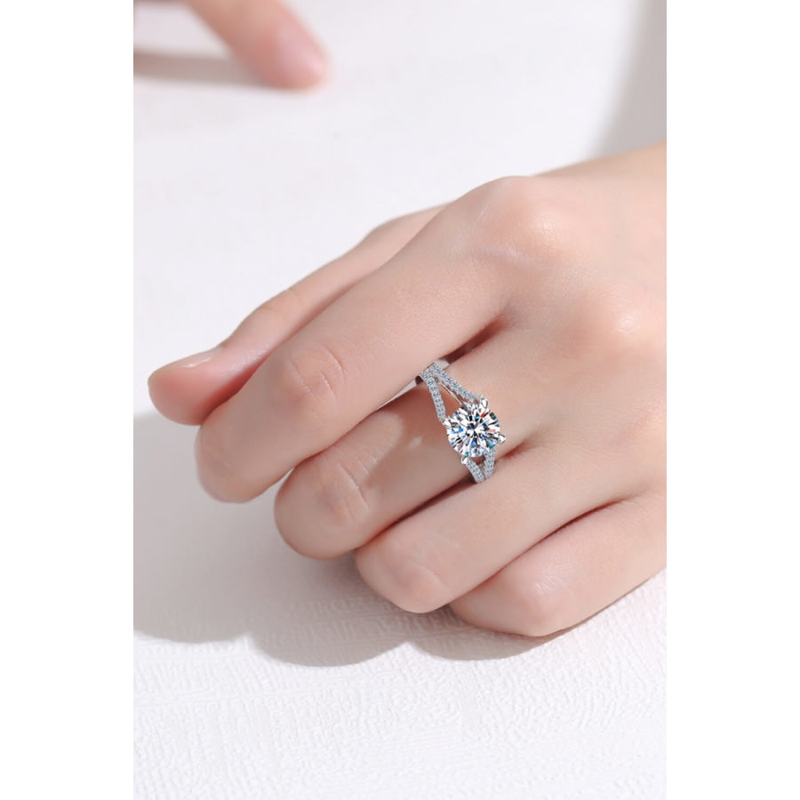 Stylish Moissanite Sterling Silver Ring