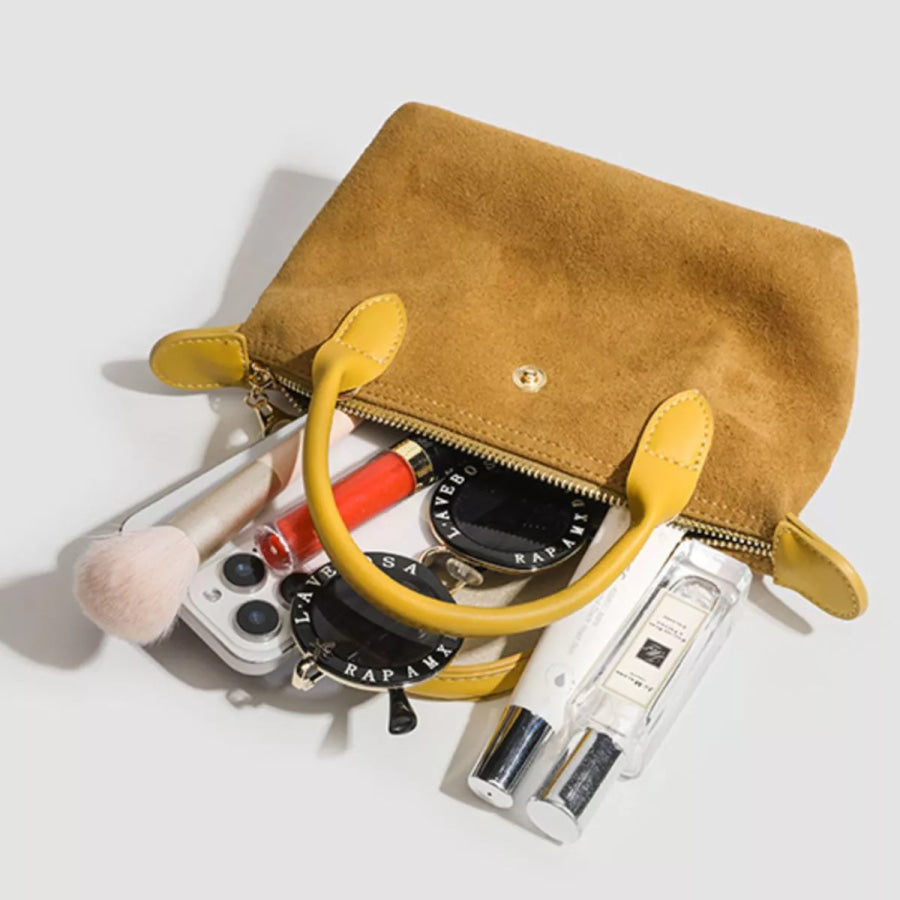 Stylish Two-Tone Suede Crossbody Bag Apparel and Accessories