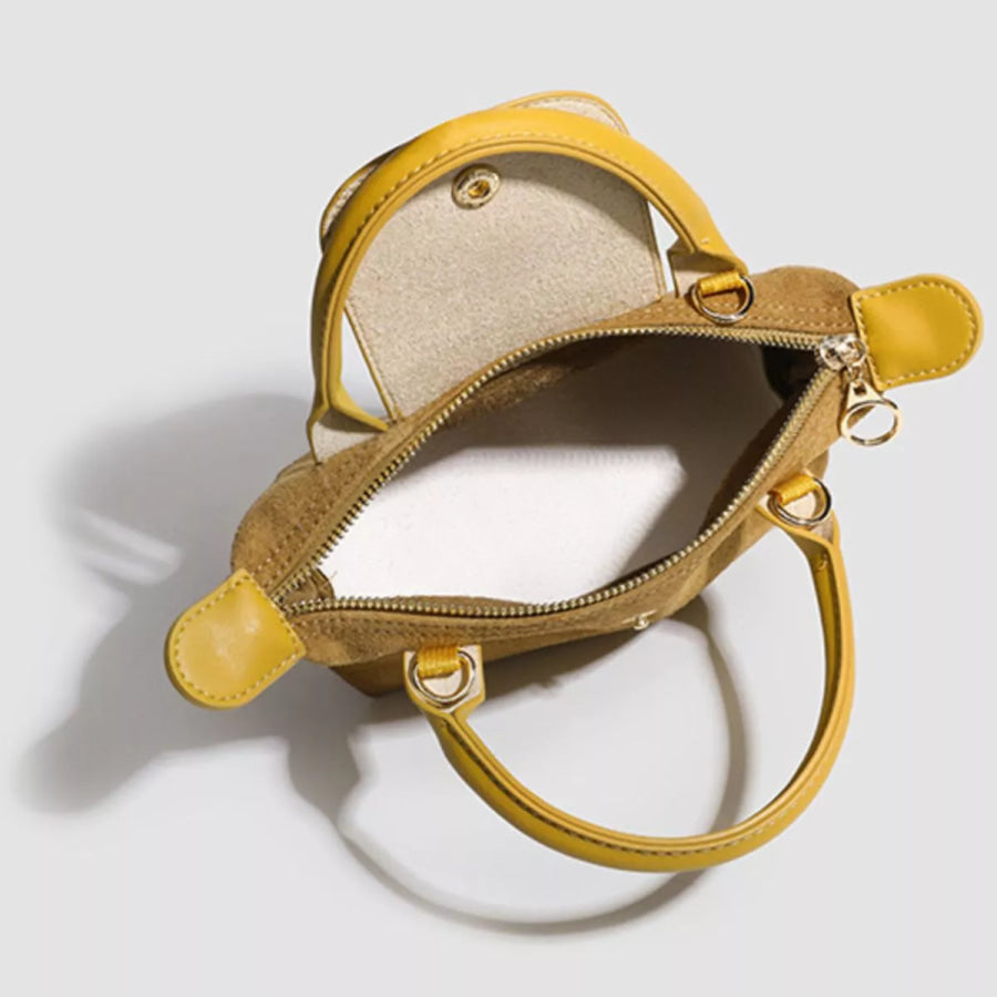 Stylish Two-Tone Suede Crossbody Bag Apparel and Accessories