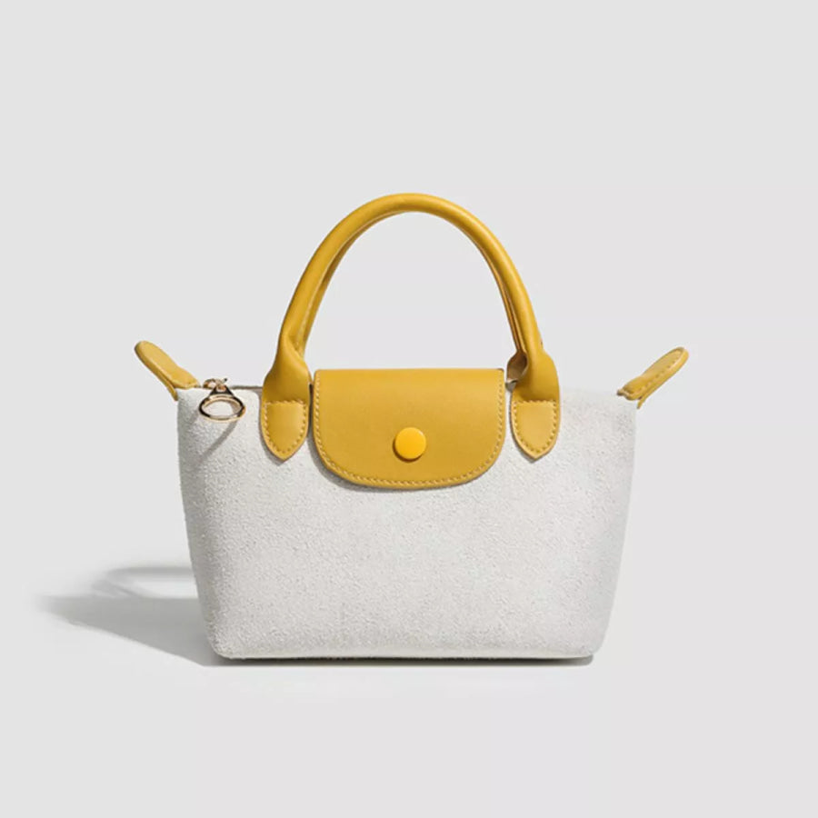 Stylish Two-Tone Suede Crossbody Bag Off-white / onesize Apparel and Accessories