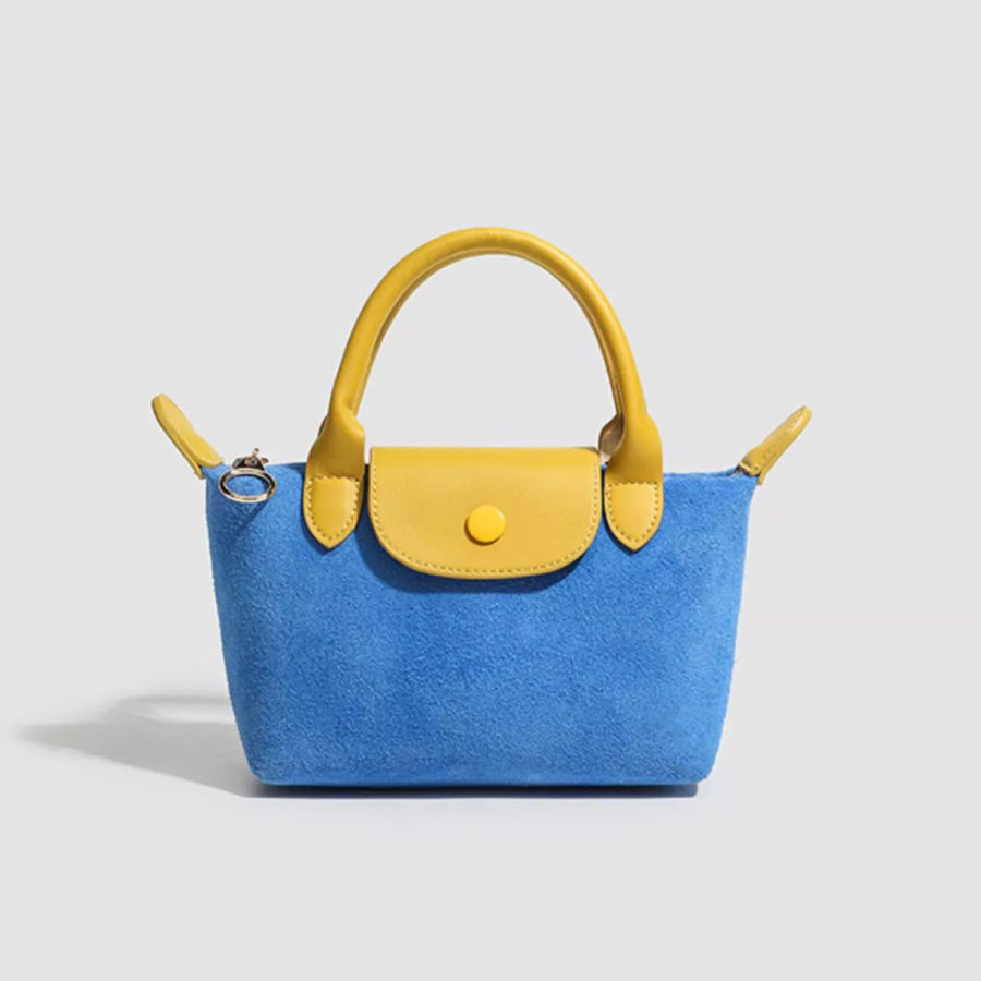 Stylish Two-Tone Suede Crossbody Bag Royal Blue / onesize Apparel and Accessories