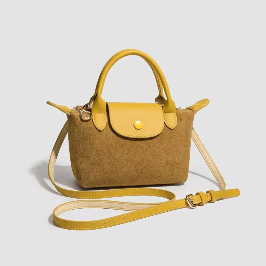 Stylish Two-Tone Suede Crossbody Bag Yellow-brown / onesize Apparel and Accessories