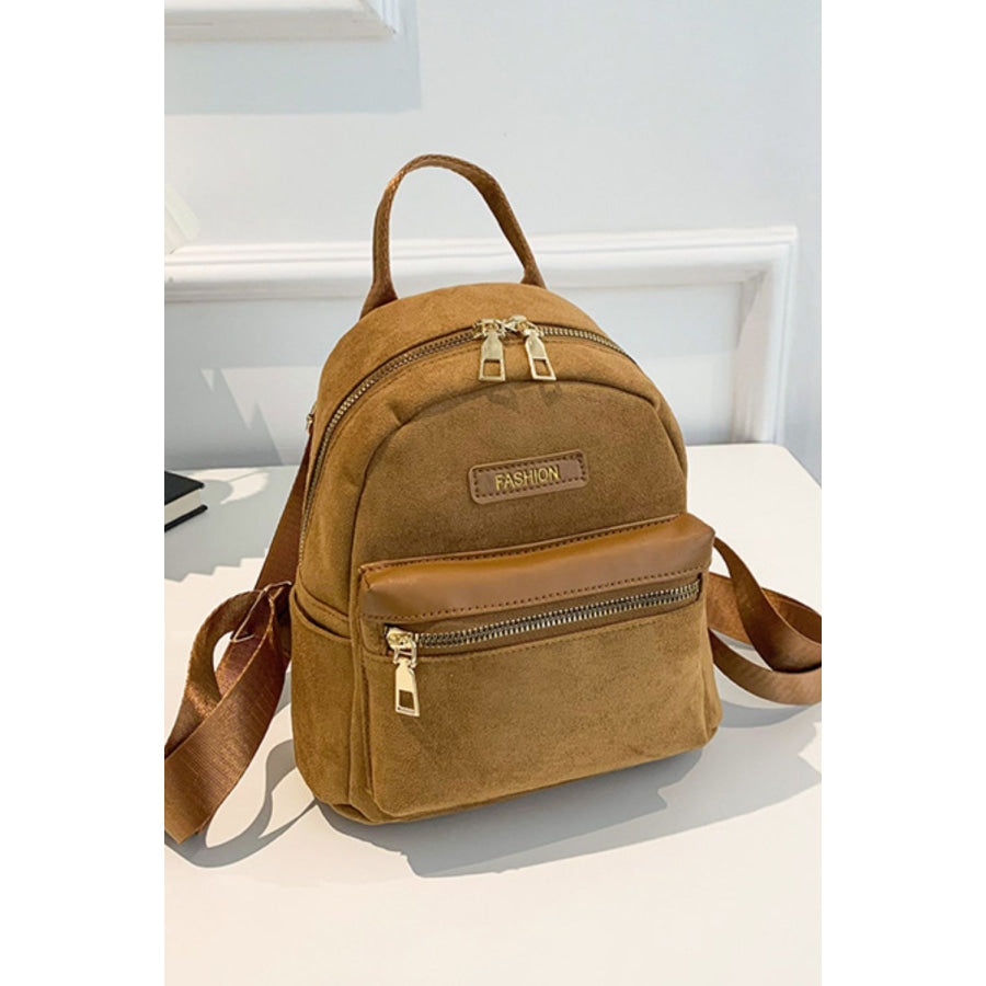 Suede Adjustable Strap Backpack Bag Caramel / One Size Apparel and Accessories