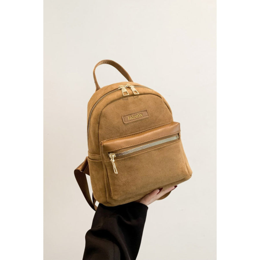 Suede Adjustable Strap Backpack Bag Caramel / One Size Apparel and Accessories