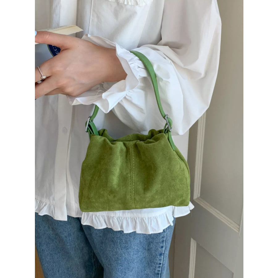 Suede Adjustable Strap Crossbody Bag Green / One Size Apparel and Accessories