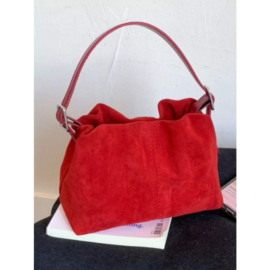 Suede Adjustable Strap Crossbody Bag Red / One Size Apparel and Accessories