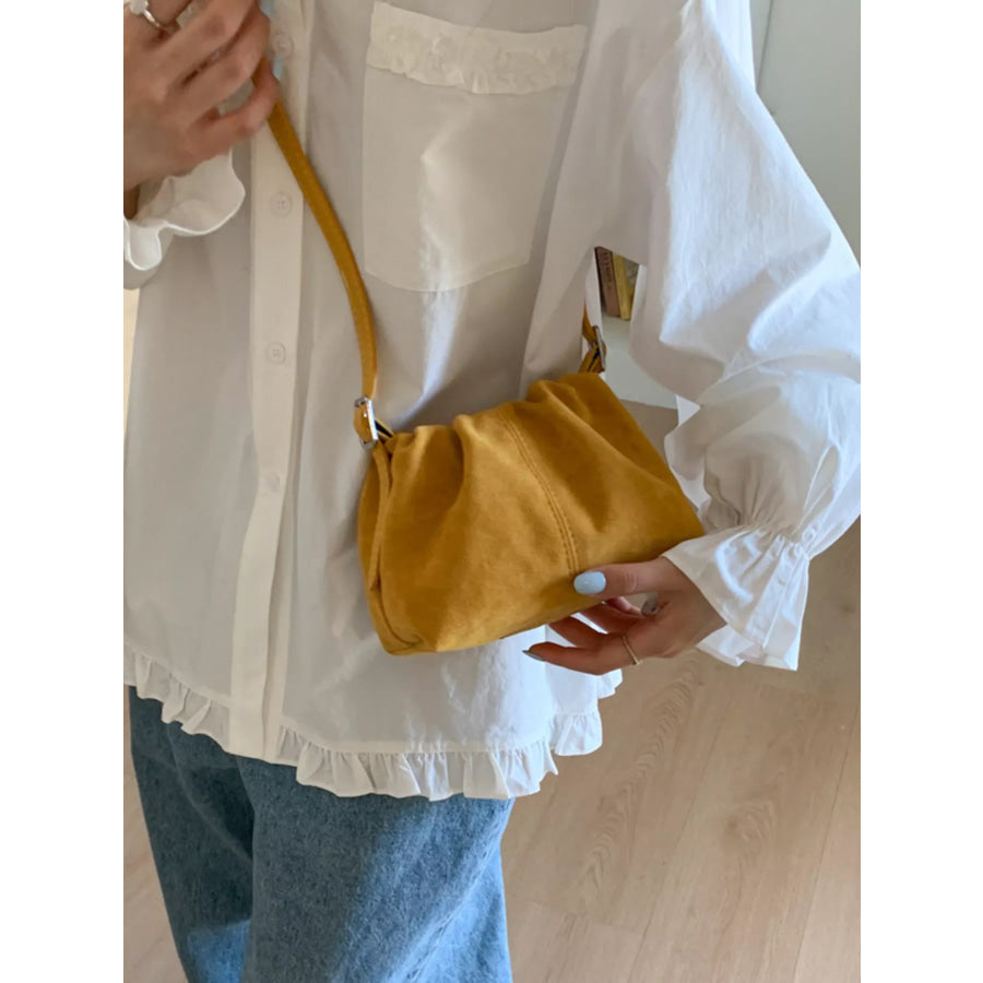 Suede Adjustable Strap Crossbody Bag Yellow / One Size Apparel and Accessories