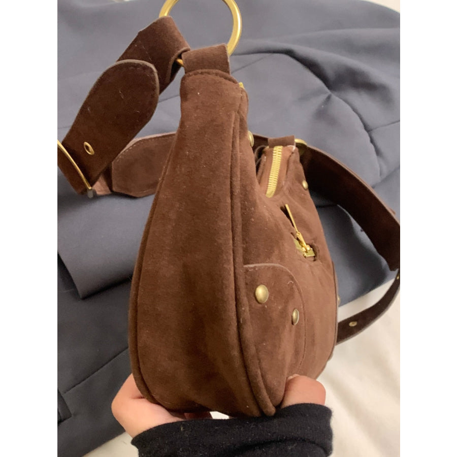 Suede Adjustable Strap Shoulder Bag Apparel and Accessories