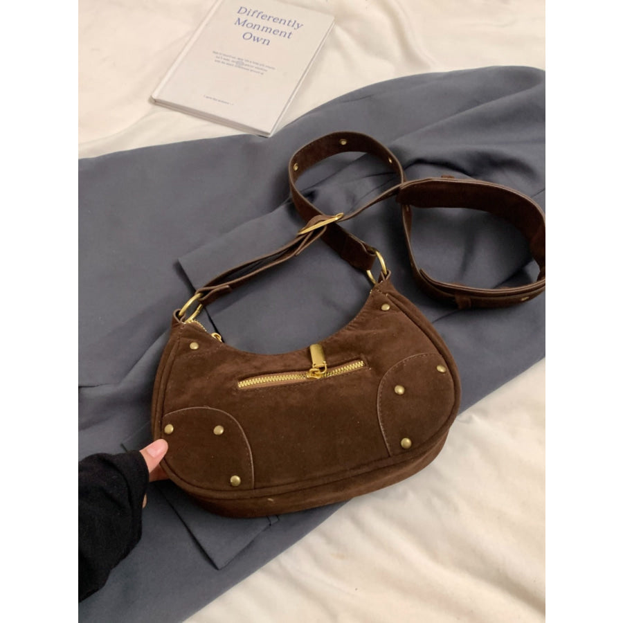 Suede Adjustable Strap Shoulder Bag Apparel and Accessories