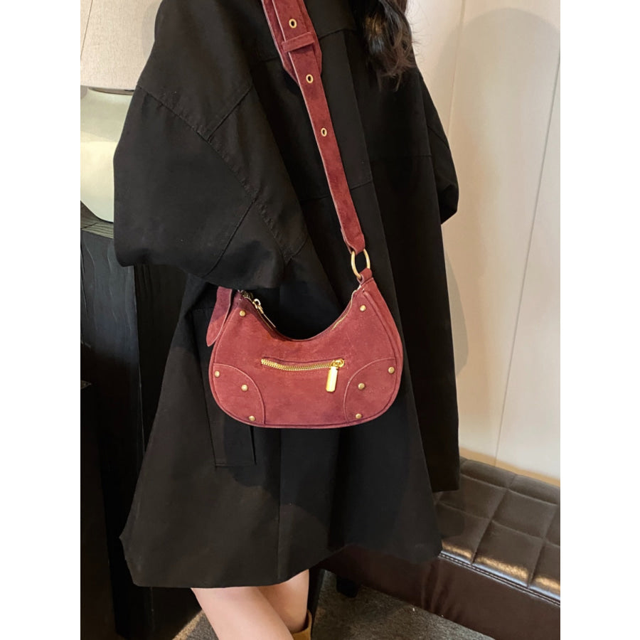 Suede Adjustable Strap Shoulder Bag Apparel and Accessories