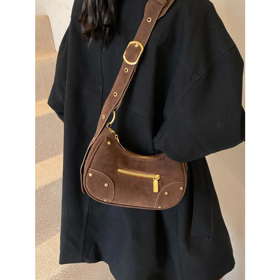 Suede Adjustable Strap Shoulder Bag Apparel and Accessories