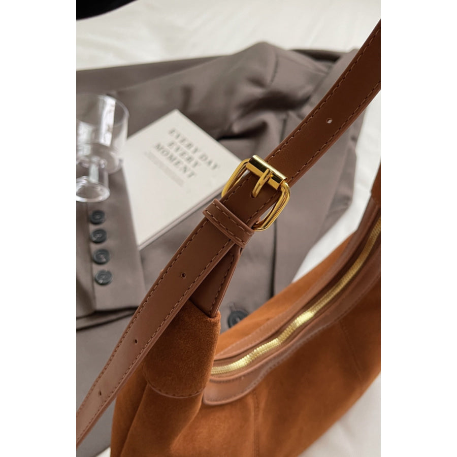 Suede Adjustable Strap Shoulder Bag Apparel and Accessories