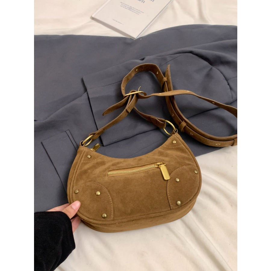 Suede Adjustable Strap Shoulder Bag Apparel and Accessories