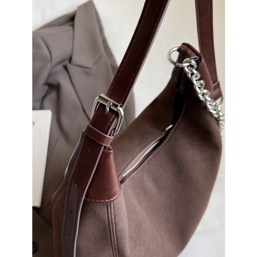 Suede Adjustable Strap Shoulder Bag Apparel and Accessories