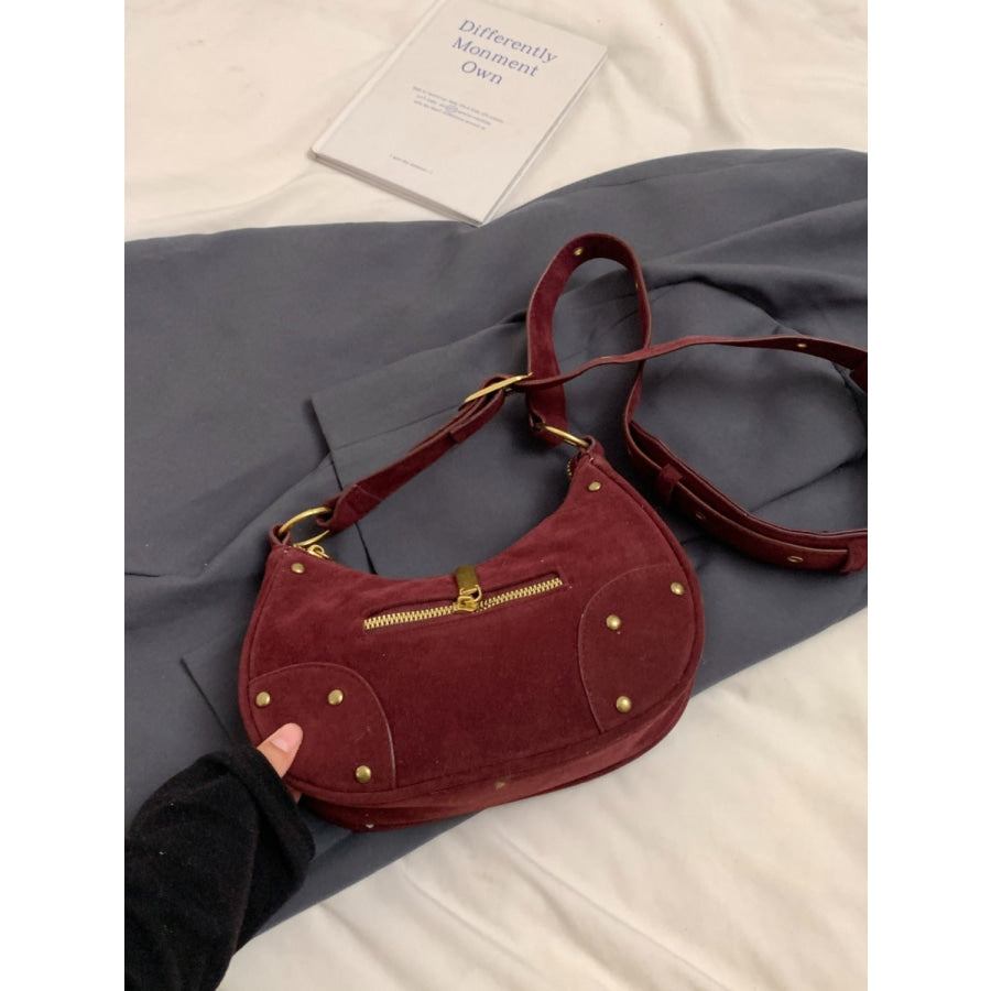 Suede Adjustable Strap Shoulder Bag Apparel and Accessories