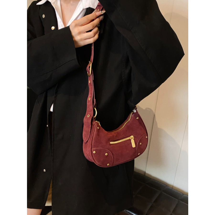 Suede Adjustable Strap Shoulder Bag Apparel and Accessories