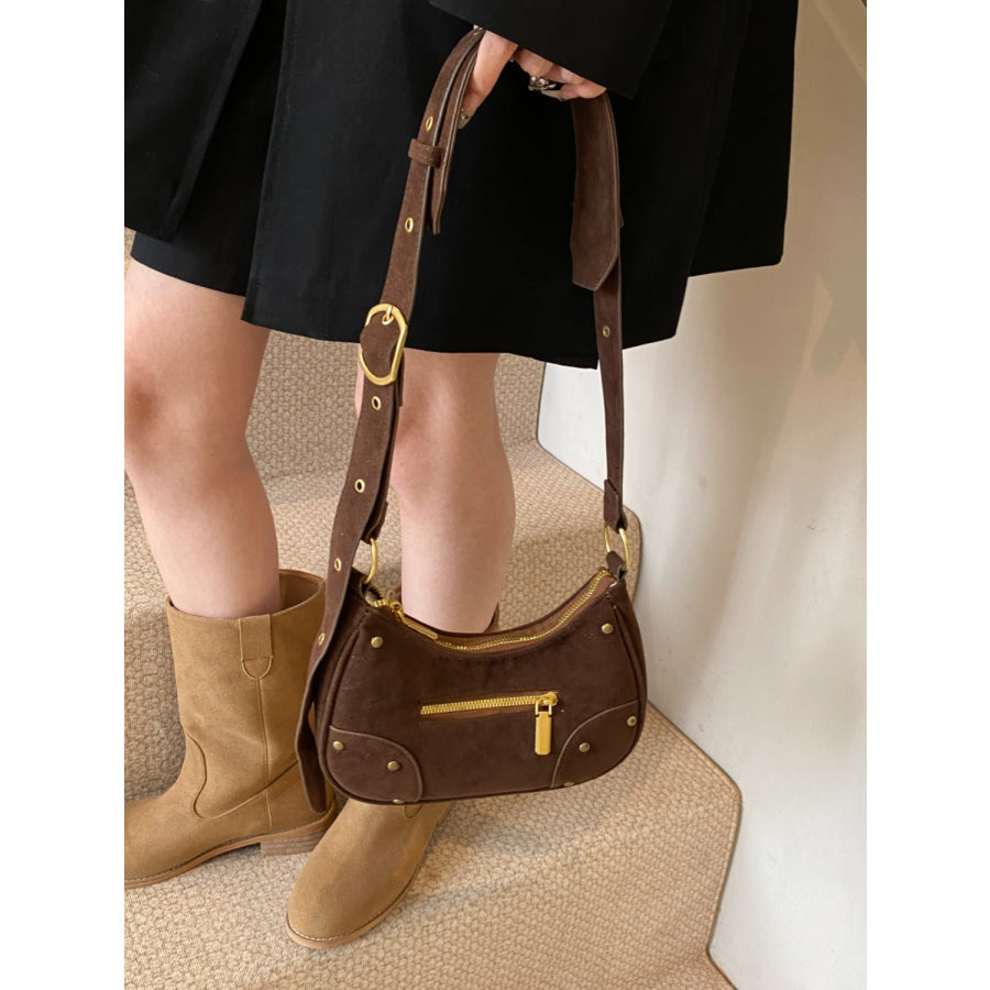 Suede Adjustable Strap Shoulder Bag Apparel and Accessories