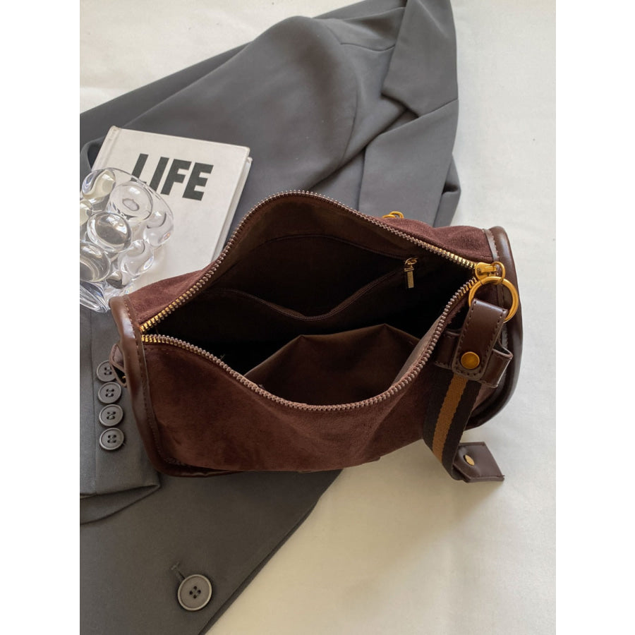 Suede Adjustable Strap Shoulder Bag Apparel and Accessories