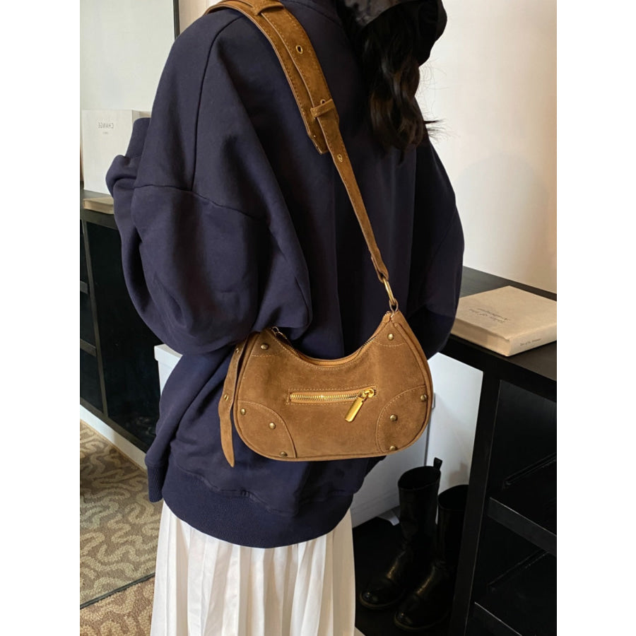 Suede Adjustable Strap Shoulder Bag Apparel and Accessories