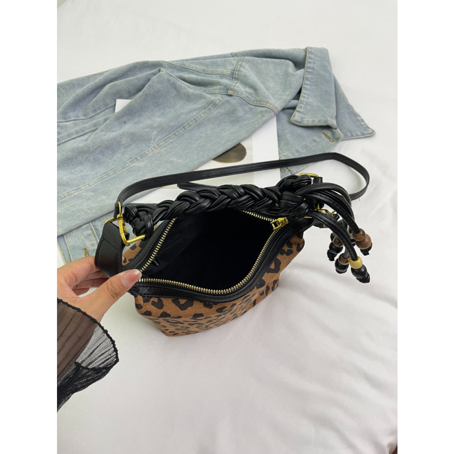 Suede Adjustable Strap Shoulder Bag Leopard / One Size Apparel and Accessories