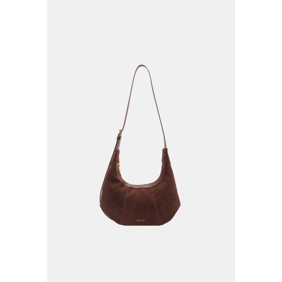 Suede Adjustable Strap Shoulder Bag Brown / One Size Apparel and Accessories