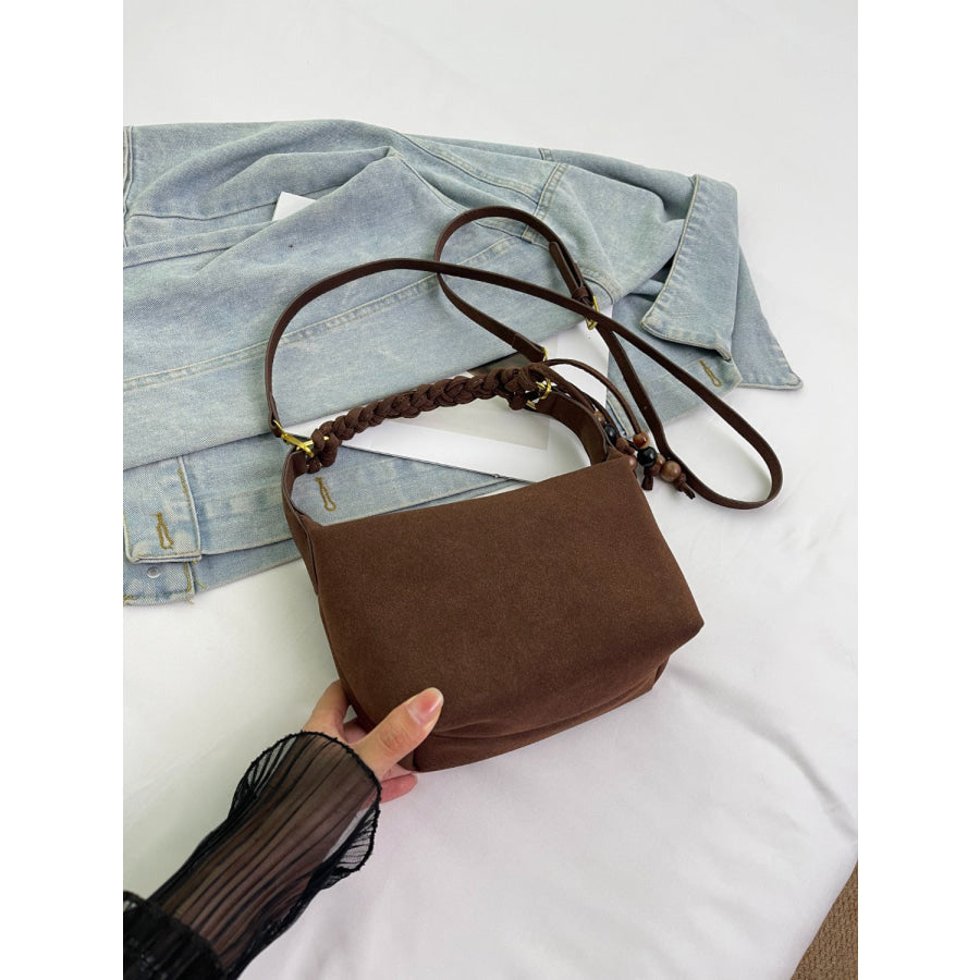 Suede Adjustable Strap Shoulder Bag Brown / One Size Apparel and Accessories