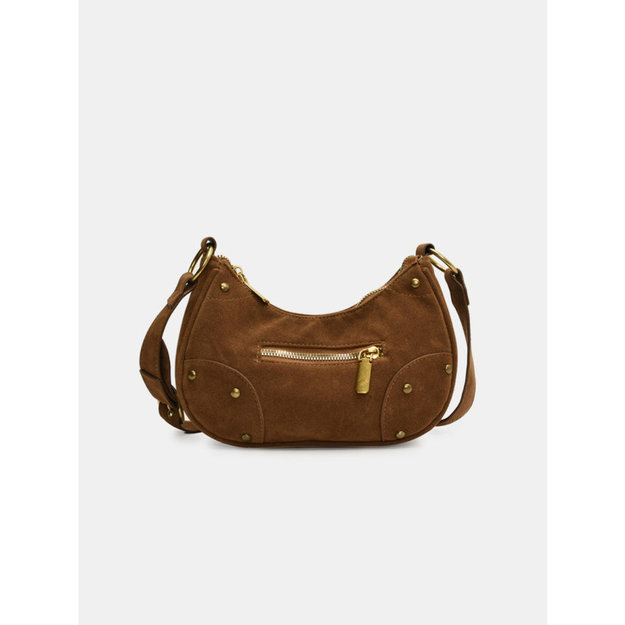 Suede Adjustable Strap Shoulder Bag Camel / One Size Apparel and Accessories