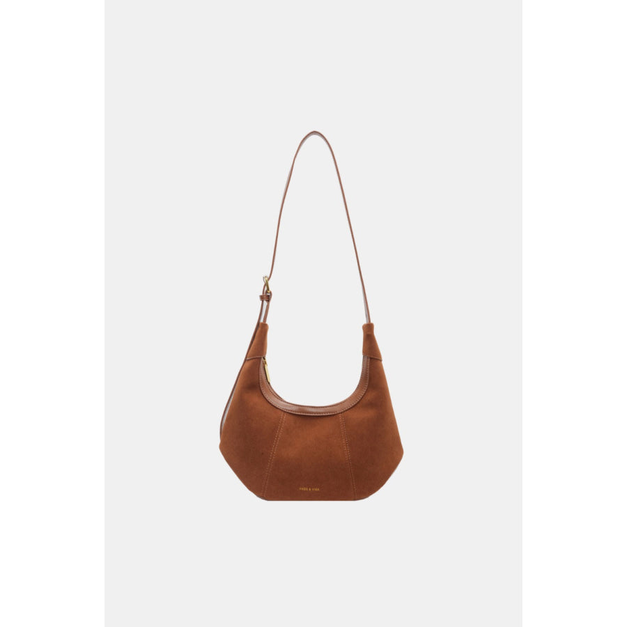 Suede Adjustable Strap Shoulder Bag Caramel / One Size Apparel and Accessories