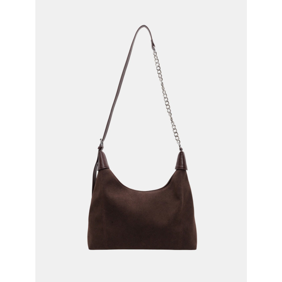 Suede Adjustable Strap Shoulder Bag Coffee Brown / One Size Apparel and Accessories