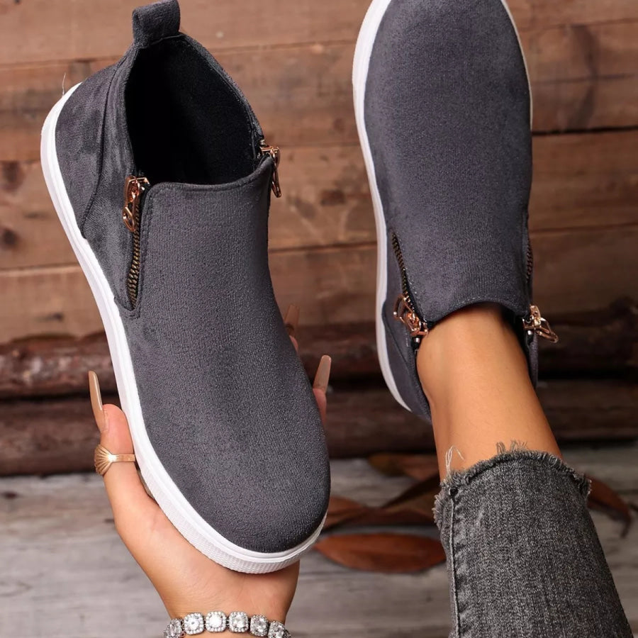 Suede Ankle Boots with Side Zipper Apparel and Accessories