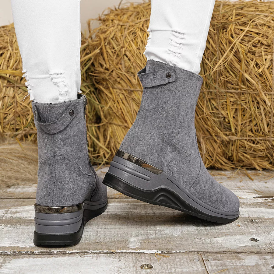 Suede Ankle Boots with Wedge Heel Apparel and Accessories
