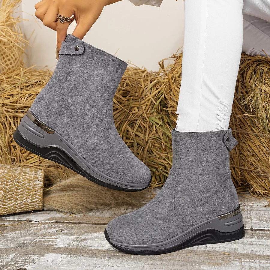 Suede Ankle Boots with Wedge Heel Apparel and Accessories