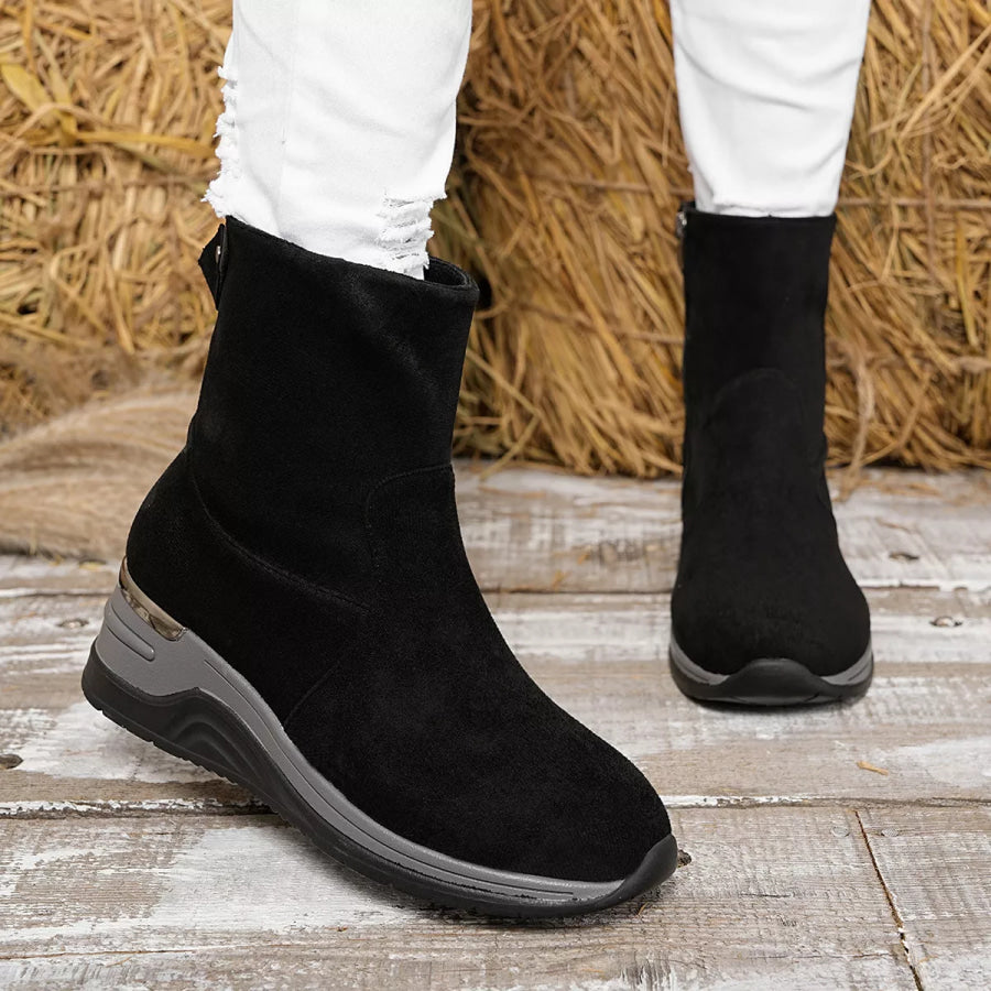 Suede Ankle Boots with Wedge Heel Apparel and Accessories