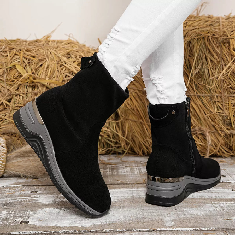 Suede Ankle Boots with Wedge Heel Apparel and Accessories
