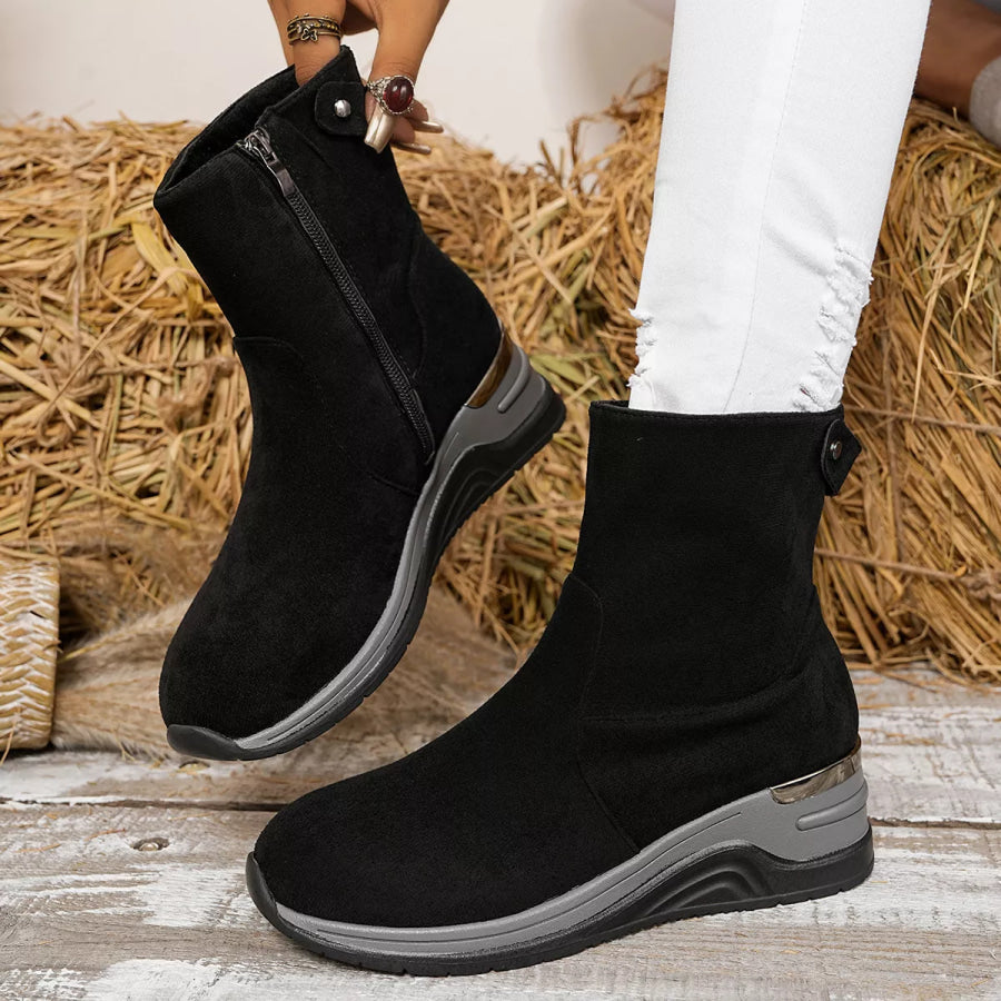 Suede Ankle Boots with Wedge Heel Apparel and Accessories