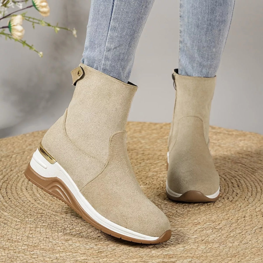 Suede Ankle Boots with Wedge Heel Apparel and Accessories