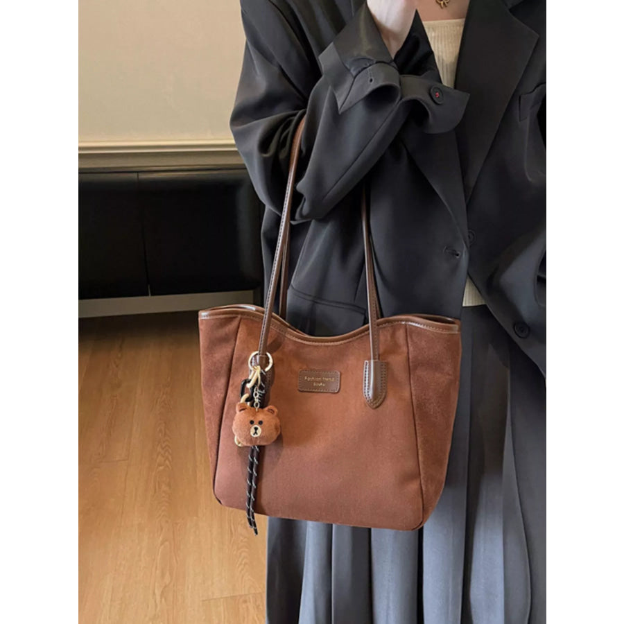 Suede Casual Tote Bag Brown / One Size Apparel and Accessories