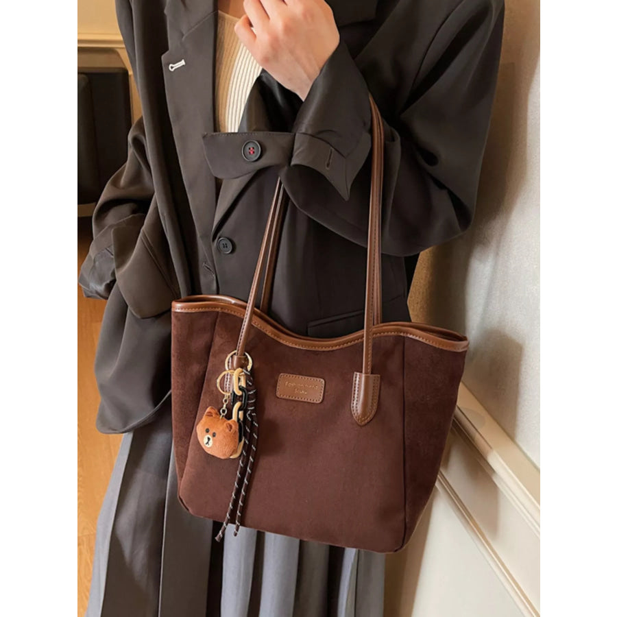 Suede Casual Tote Bag Coffee Brown / One Size Apparel and Accessories