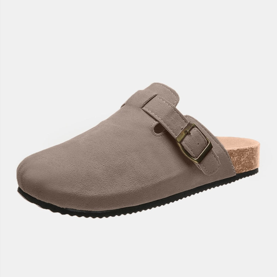 Suede Closed Toe Buckle Slide Charcoal / 6 Clothing