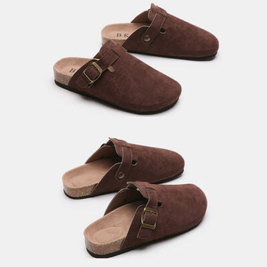 Suede Closed Toe Buckle Slide Clothing