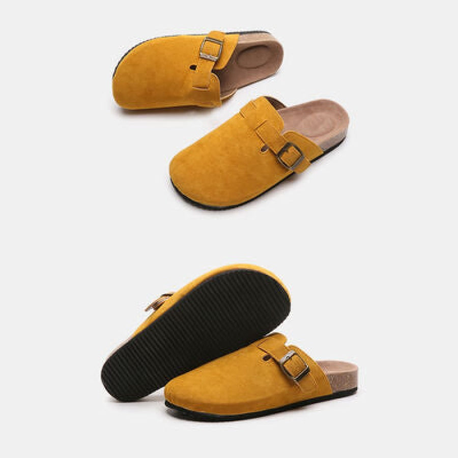 Suede Closed Toe Buckle Slide Clothing