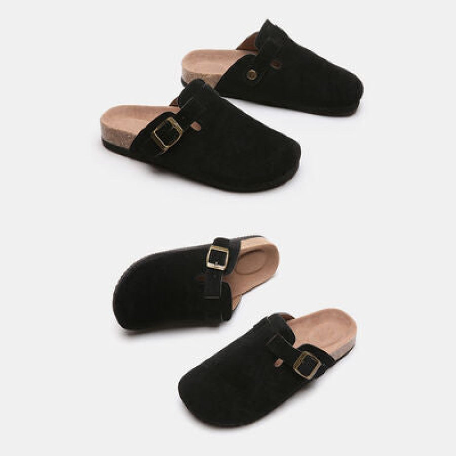 Suede Closed Toe Buckle Slide Clothing