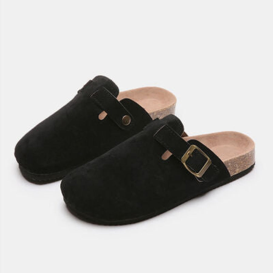 Suede Closed Toe Buckle Slide Clothing