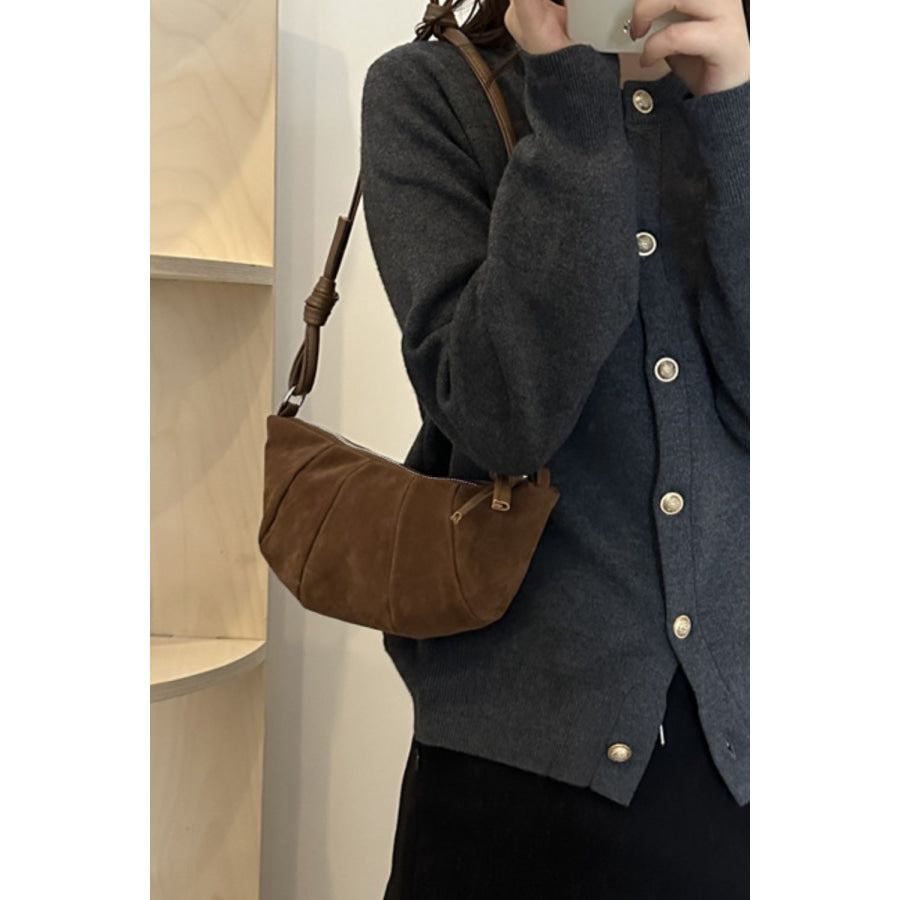 Suede Croissant Shape Shoulder Bag Apparel and Accessories