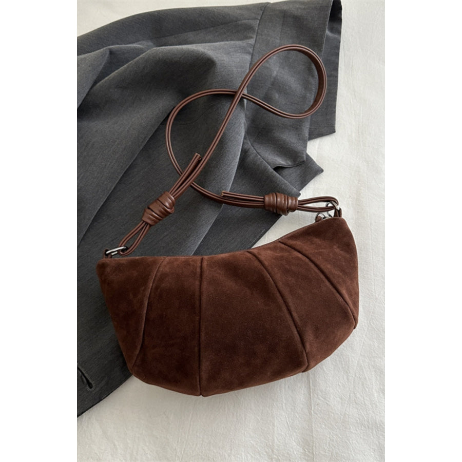 Suede Croissant Shape Shoulder Bag Chocolate / One Size Apparel and Accessories