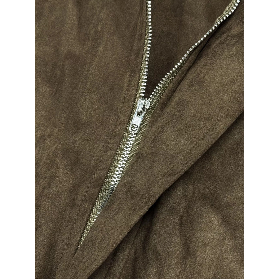 Suede Cropped Bomber Jacket Apparel and Accessories